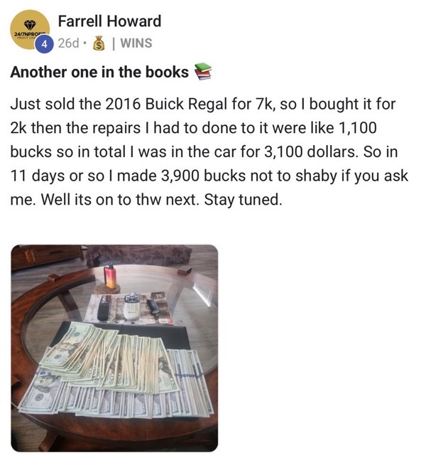 Farrell's post about selling a 2016 Buick Regal