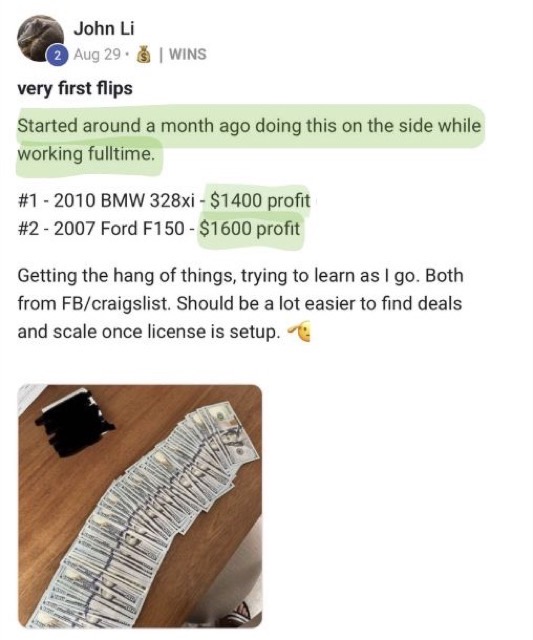 John's post in the member community about his first two flips